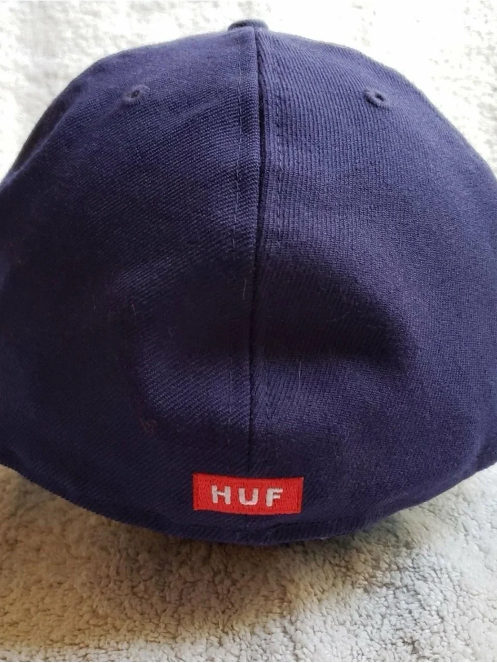 HUF Navy Baseball Cap with Red Logo Patch